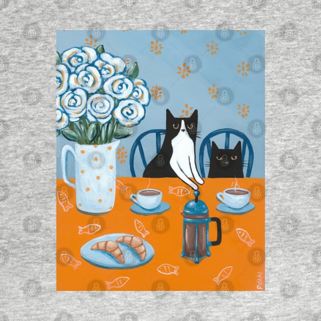 French Press Coffee Cats by KilkennyCat Art